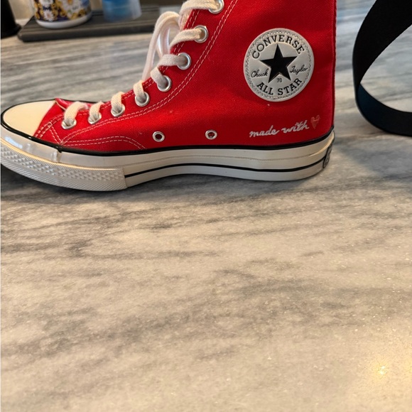 Converse Red and White High Top Canvas Sneakers - Picture 3 of 9